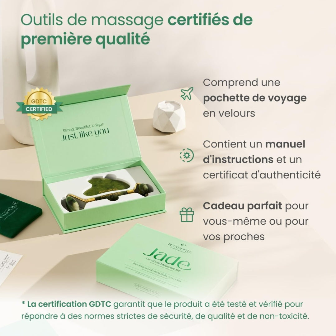 Rouleau de Jade et Gua Sha | Massage du Visage avec Pierre Véritable | Anti-Âge