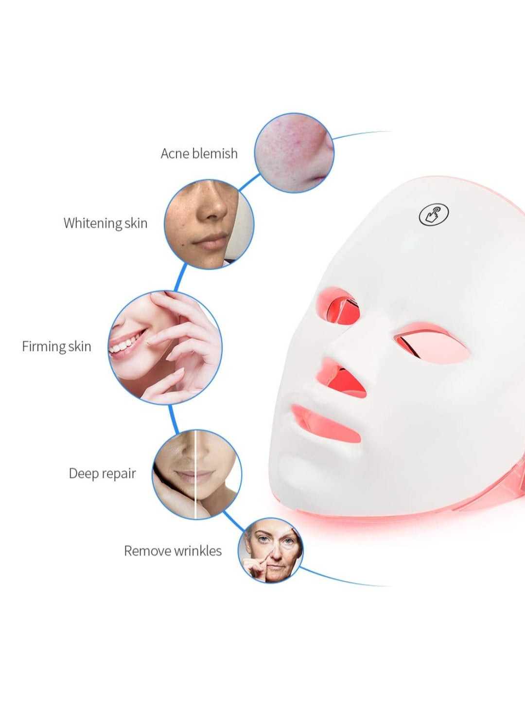 Masque facial LED USB thérapie rajeunissement de la peau Anti acné élimination des rides masque de soins de la peau